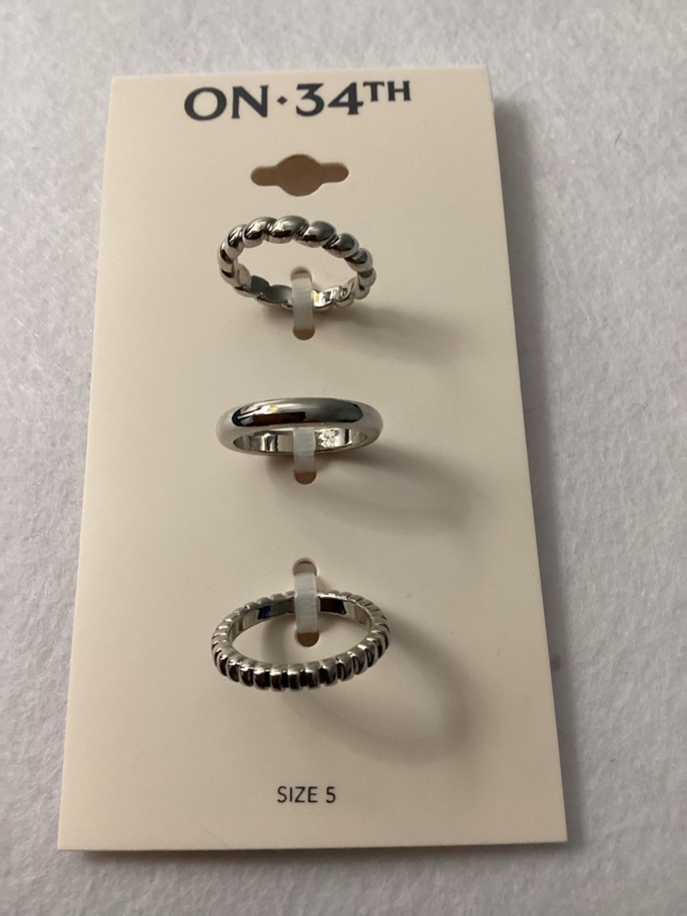 On 34th 3-Pc. Set Twist Stack Rings Size 5